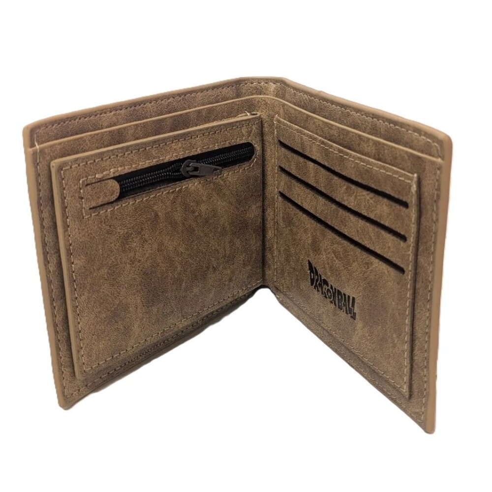Goku Dragon Ball Brown Bifold Wallet Anime Logo ID Window - Picture 2 of 5